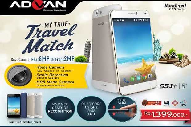 Harga dan Spesifikasi Advan Vandroid S5J+